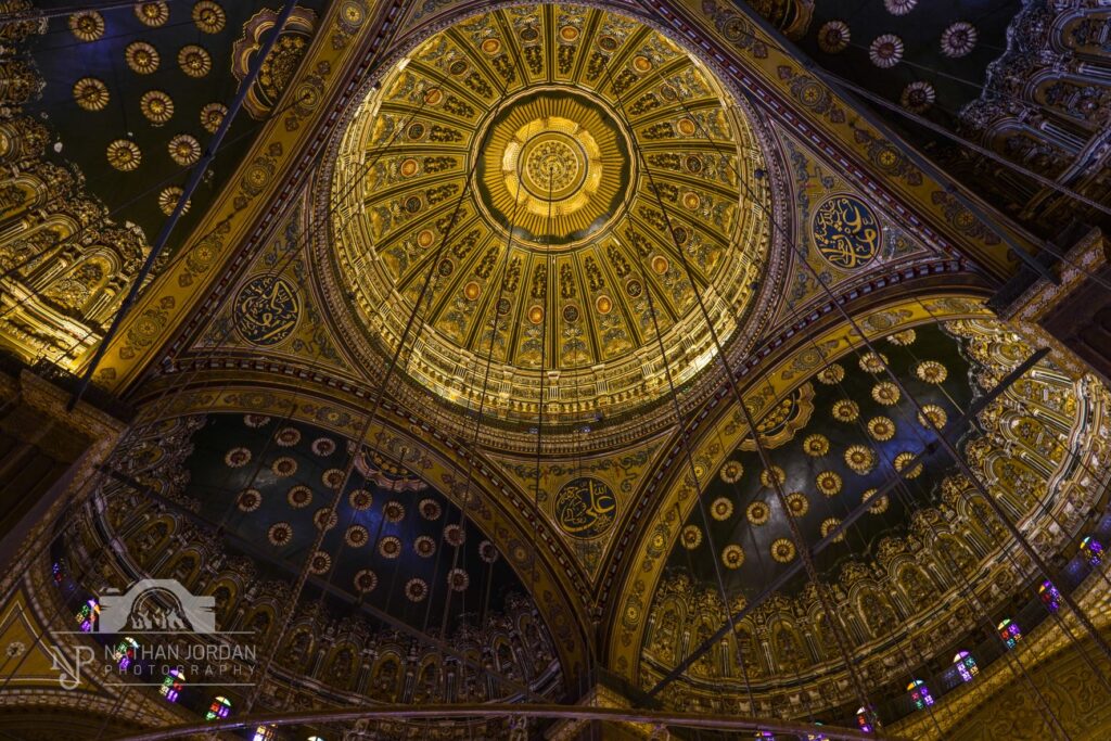 Ceiling of Muhammad Ali mosque in Saladdin's citadel in Cairo Egypt nathan jordan photography